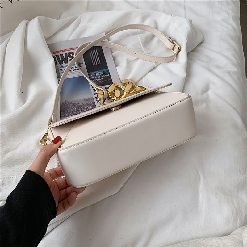 Torebka Damska Safiro Chunky Chain Leather - Biały