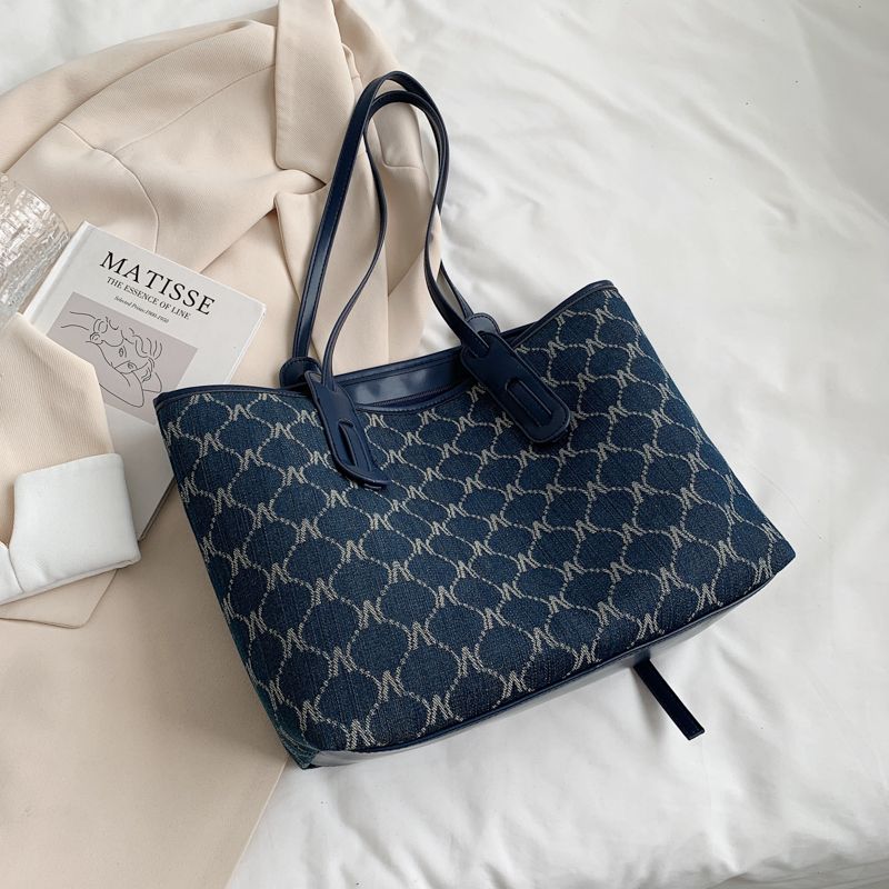 Towny Damska Designerska Duża Pojemność Torebki Typu Tote - Niebieski