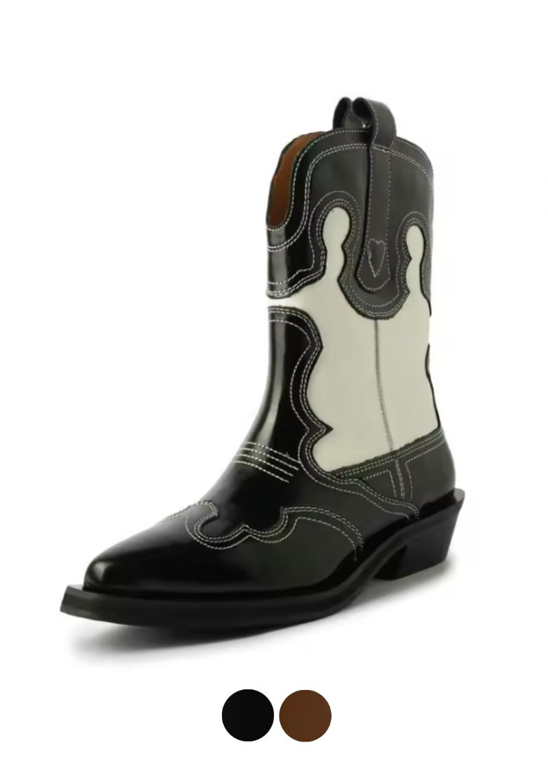 Triana Skórzane Buty Typu Western Do Połowy Łydki