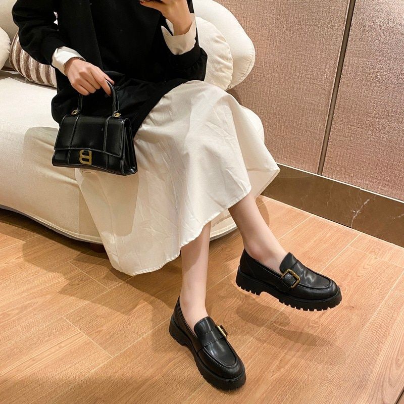 Tula Damskie Platformy Wsuwane Czarne Buty - Czarny