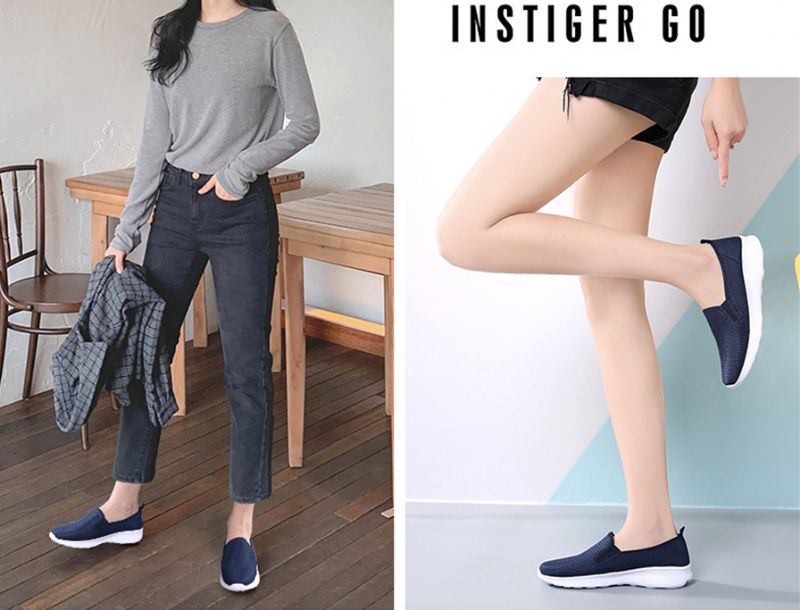 Umai Damskie Niebieskie Buty Wsuwane - Granatowy