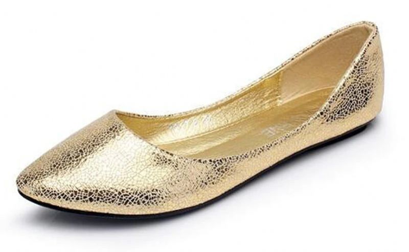 Valentina Damskie Płaskie Buty Ze Spiczastym Noskiem - Złoty