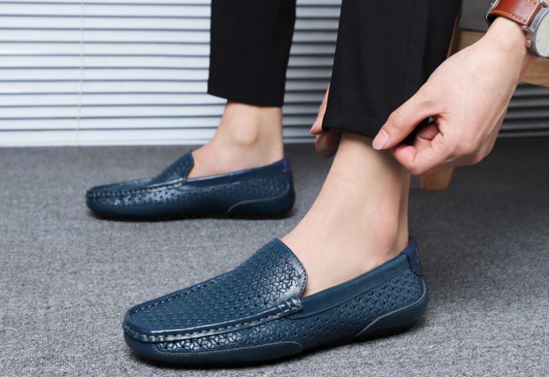 Valeriano Mokasyny Męskie Buty Casualowe - Niebieski