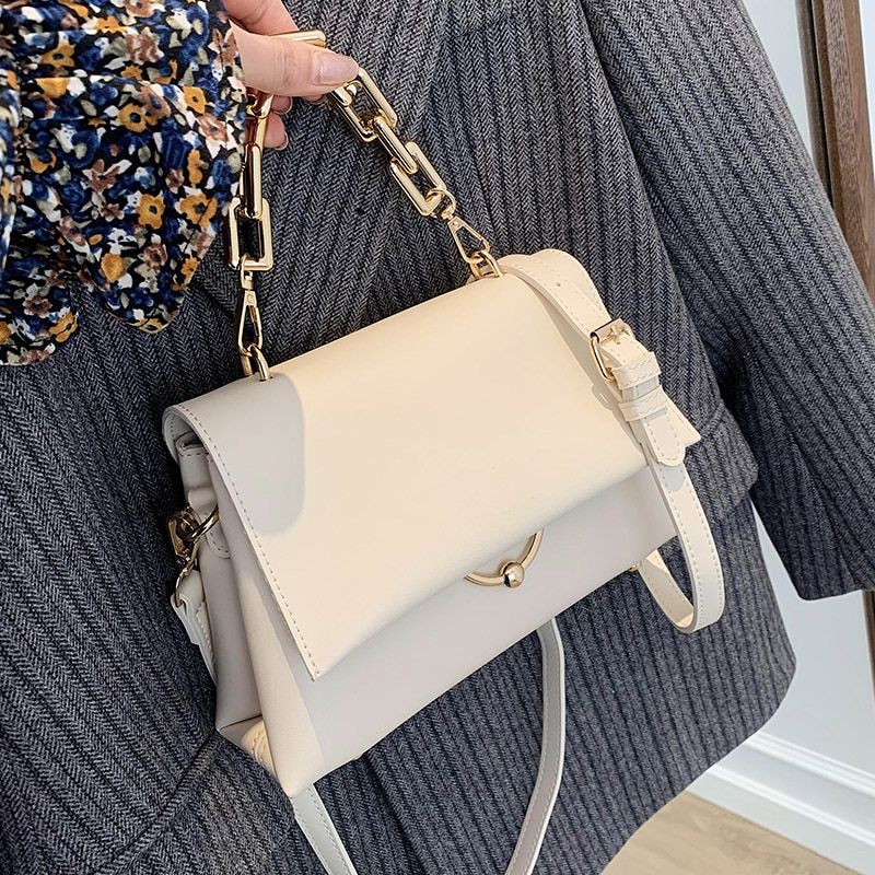 Venia Damska Skórzana Torebka Crossbody Z Klapką - Czarny