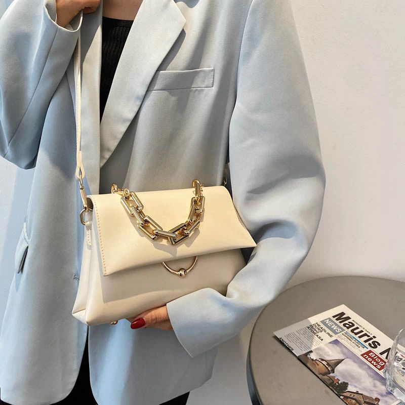 Venia Damska Skórzana Torebka Crossbody Z Klapką - Czarny