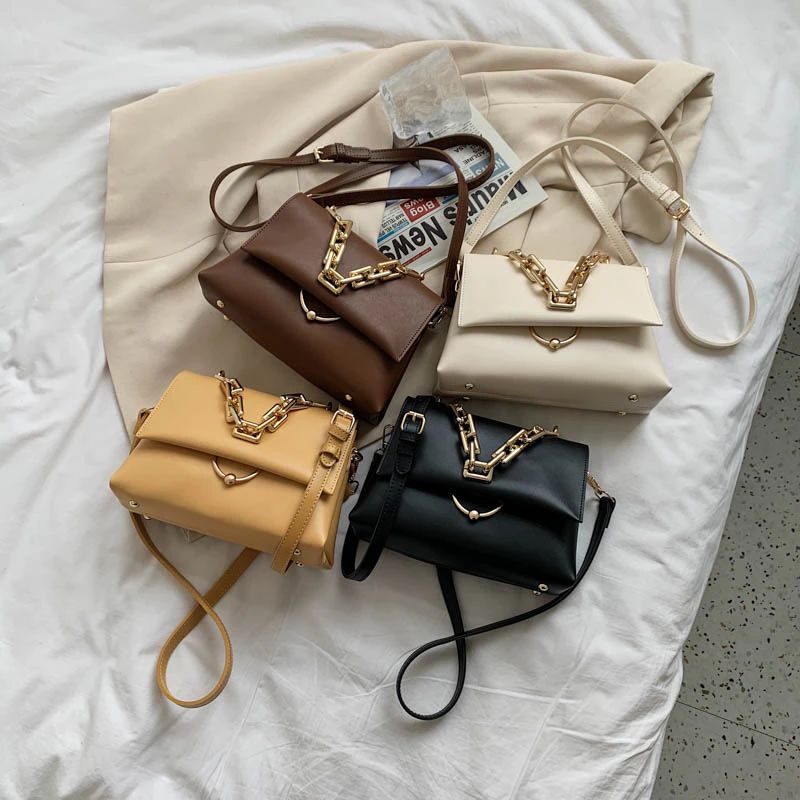 Venia Damska Skórzana Torebka Crossbody Z Klapką - Czarny