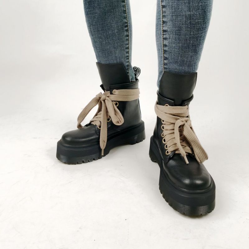 Vicky Damskie Sznurowane Buty Do Kostki - Brązowy Bez Futra