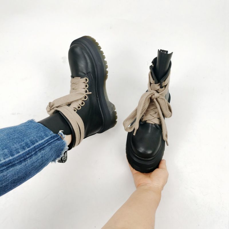 Vicky Damskie Sznurowane Buty Do Kostki - Brązowy Bez Futra