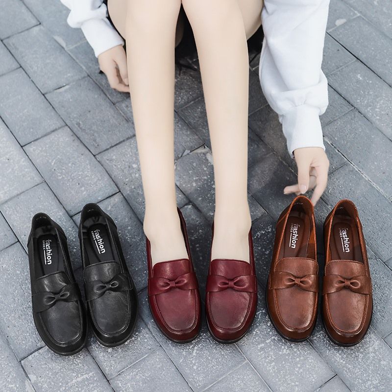 Victoria Damskie Retro Casualowe Skórzane Mokasyny - Czarny