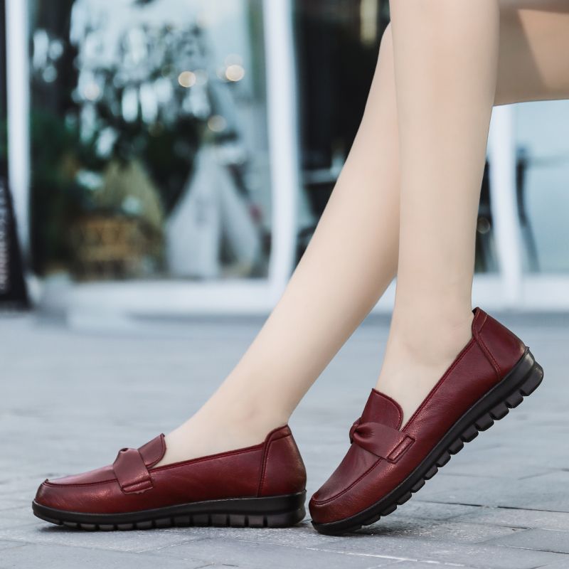 Victoria Damskie Retro Casualowe Skórzane Mokasyny - Czarny