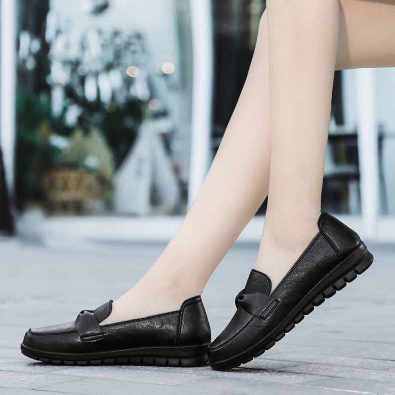 Victoria Damskie Retro Casualowe Skórzane Mokasyny - Czarny