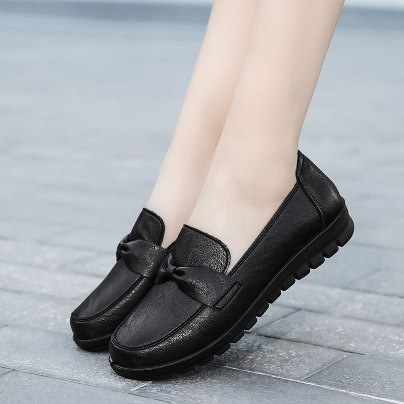 Victoria Damskie Retro Casualowe Skórzane Mokasyny - Czarny