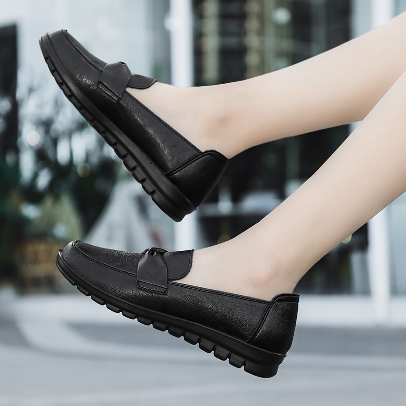 Victoria Damskie Retro Casualowe Skórzane Mokasyny - Czarny