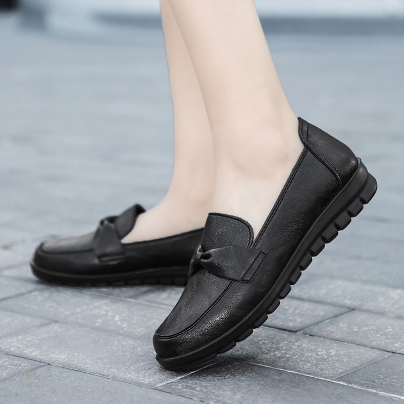 Victoria Damskie Retro Casualowe Skórzane Mokasyny - Czarny