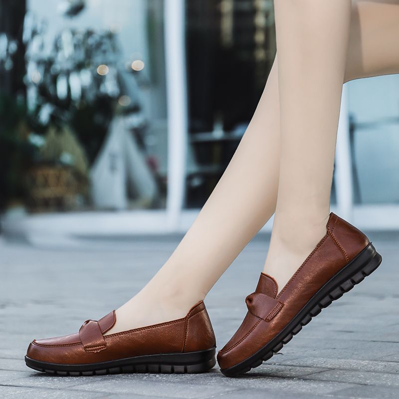 Victoria Damskie Retro Casualowe Skórzane Mokasyny - Czarny