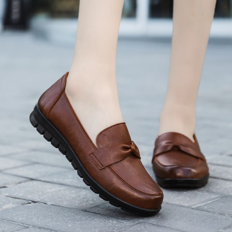 Victoria Damskie Retro Casualowe Skórzane Mokasyny - Czarny
