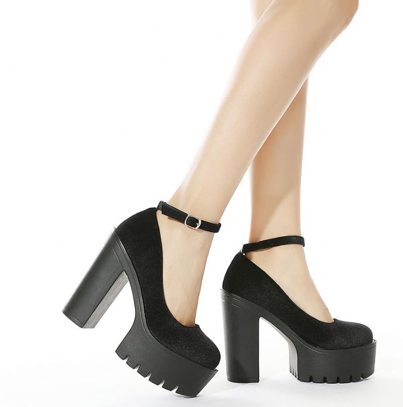 Villin Damskie Buty Na Platformie - Czarny