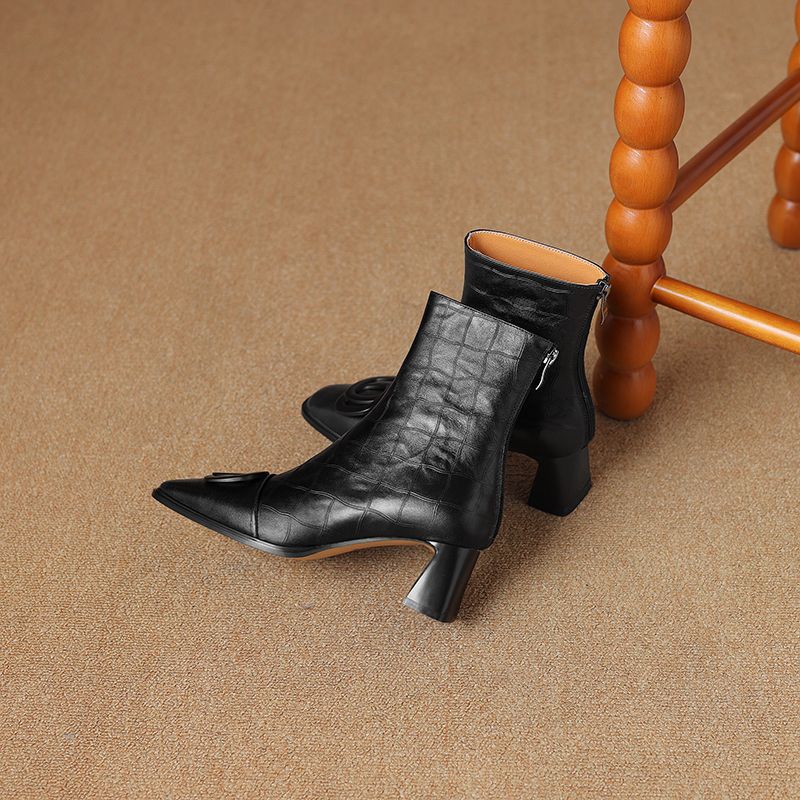 Violet Damskie Buty Z Prawdziwej Skóry - Czarny