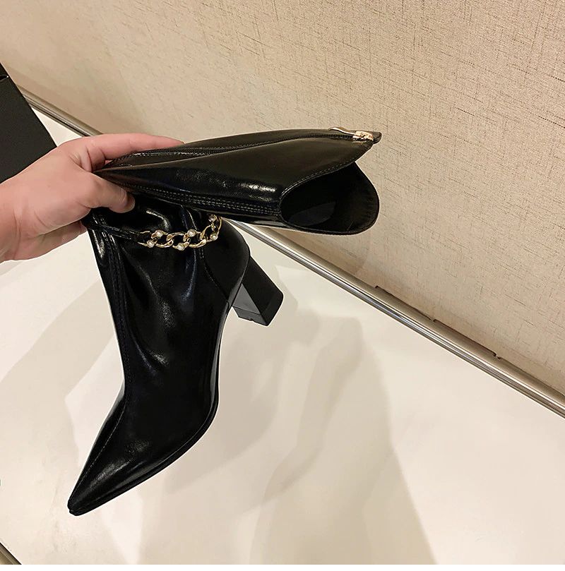 Virginia Damskie Buty Na Wysokim Obcasie Do Kolan - Beżowy Bez Futra