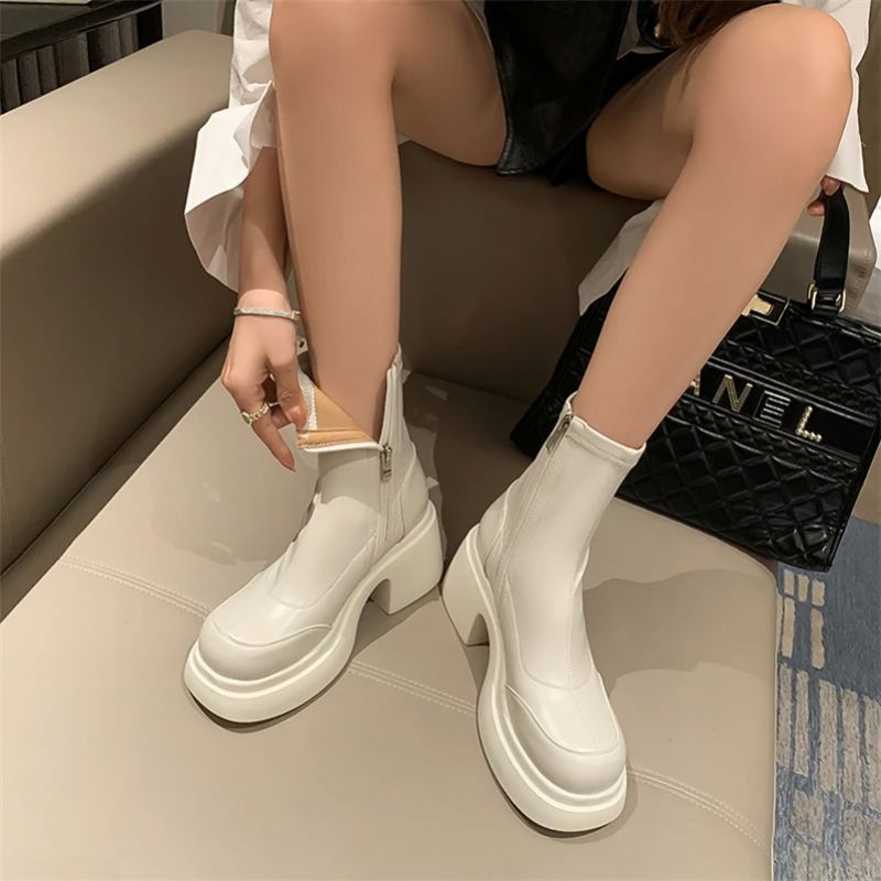 Xiaome Damskie Buty Na Platformie - Beżowy Krótki Plusz