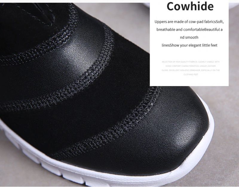 Yusuf Damskie Buty Wsuwane Skórzane Jesienne Modne Płaskie Czarne - Brązowy