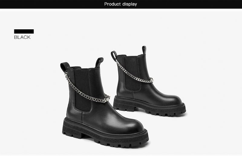 Zaga Damskie Skórzane Buty Do Kostki - Czarny