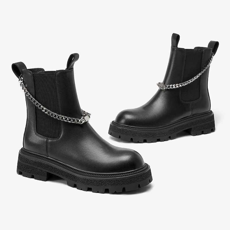 Zaga Damskie Skórzane Buty Do Kostki - Czarny
