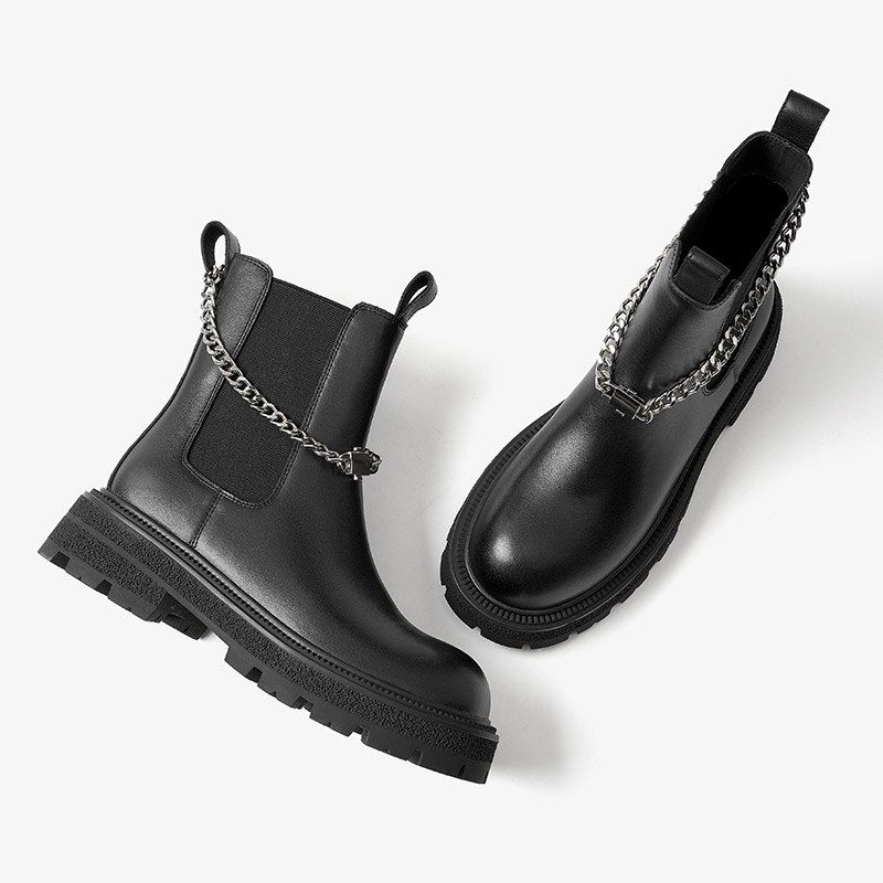Zaga Damskie Skórzane Buty Do Kostki - Czarny