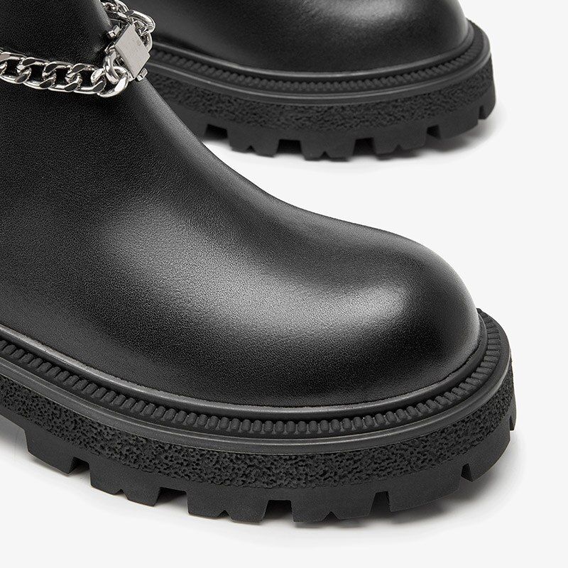 Zaga Damskie Skórzane Buty Do Kostki - Czarny