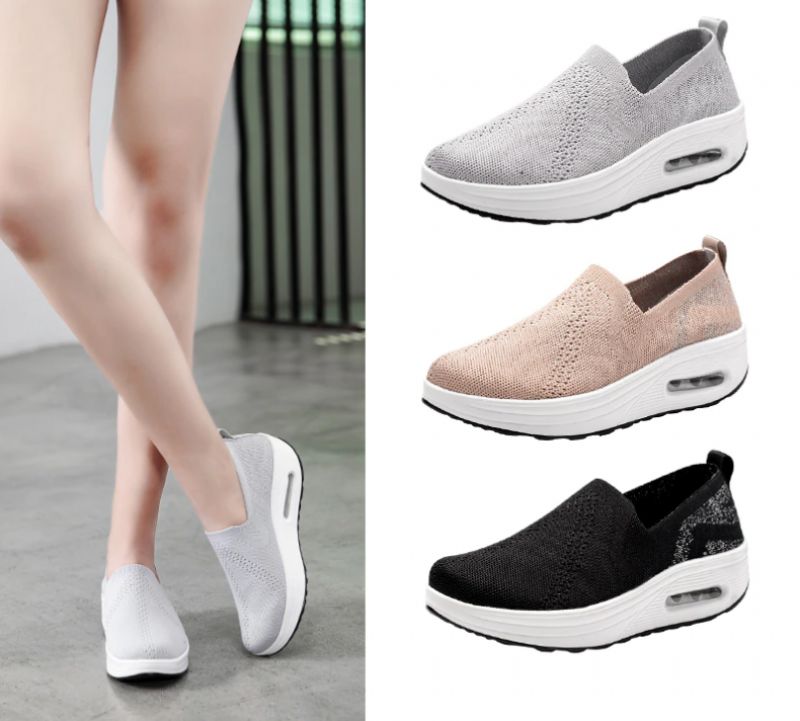 Zarely Damskie Buty Platformowe Oddychające - Czarny