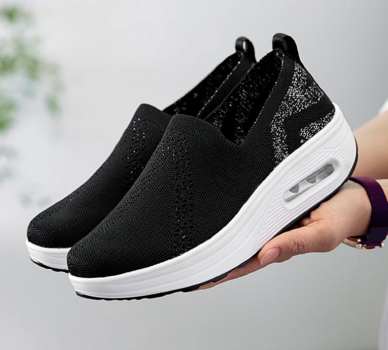 Zarely Damskie Buty Platformowe Oddychające - Czarny