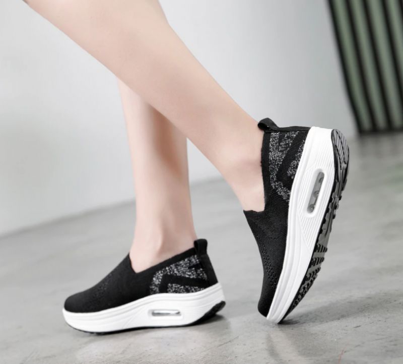Zarely Damskie Buty Platformowe Oddychające - Czarny