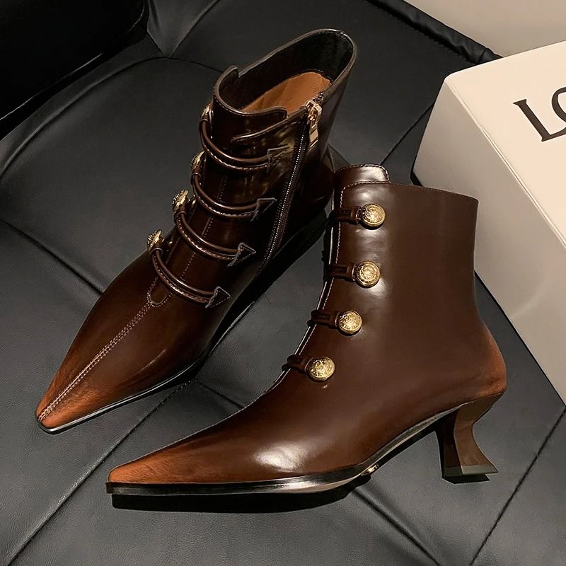 Zenia Damskie Buty Typu Dress Zipper Ankle Boots - Czarny