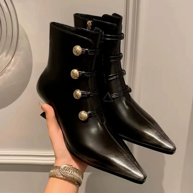 Zenia Damskie Buty Typu Dress Zipper Ankle Boots - Czarny