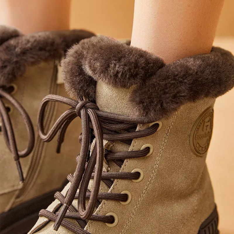Zimowe Buty Damskie Montiel Na Platformie - Morelowy