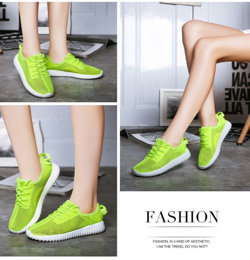 Zinab Damskie Letnie Trampki Sznurowane Modne Oddychające Buty Z Siateczki - Zielony