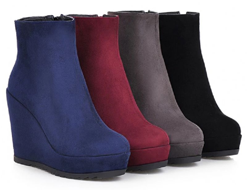 Zoe Damskie Zimowe Buty Na Koturnie Na Jesień - Czarny